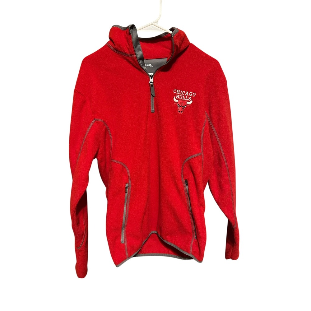 Chicago Bulls Antigua Fleece Pullover Jacket NBA Red Mens Small‎